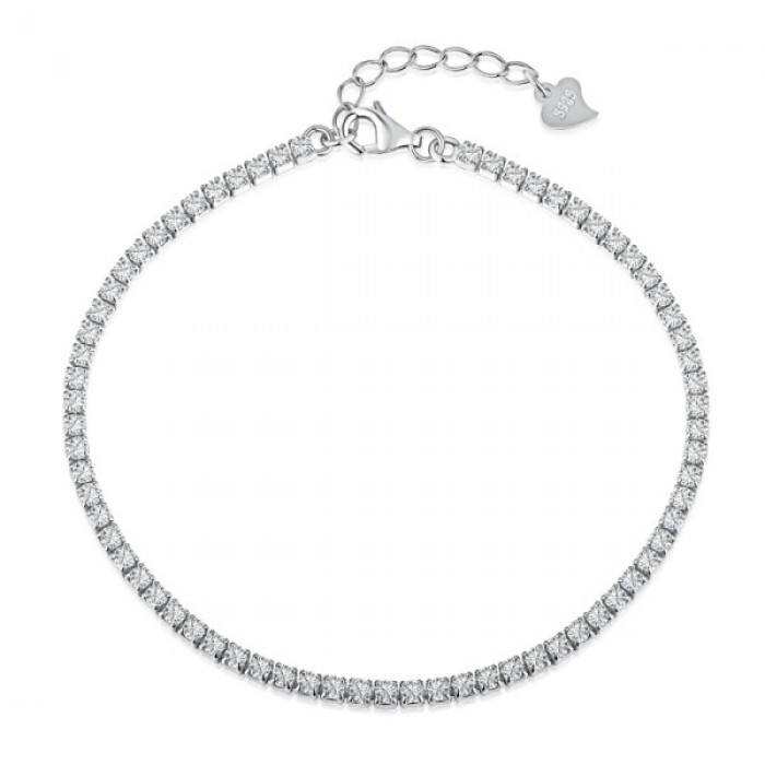 Bratara Tennis din Argint 925 placată cu Rodiu și Pietre Cubic Zirconia Transparente, 1.5mm  Sandra Ferretti