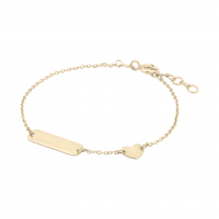 Bratara pentru Copii din Aur Galben de 18K cu Placuta Nume si Inimioara Bratara pentru Copii din Aur Galben de 18K cu Placuta Nume si Inimioara