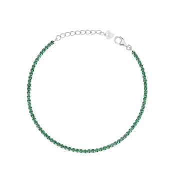 Bratara Tennis din Argint 925 placată cu Rodiu și Pietre Cubic Zirconia Verzi, 1.5mm  Sandra Ferretti