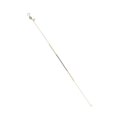 Bratara din Aur Galben de 18K cu Bile Diamantate Negre Placate cu Ruteniu si Lant Diamantat