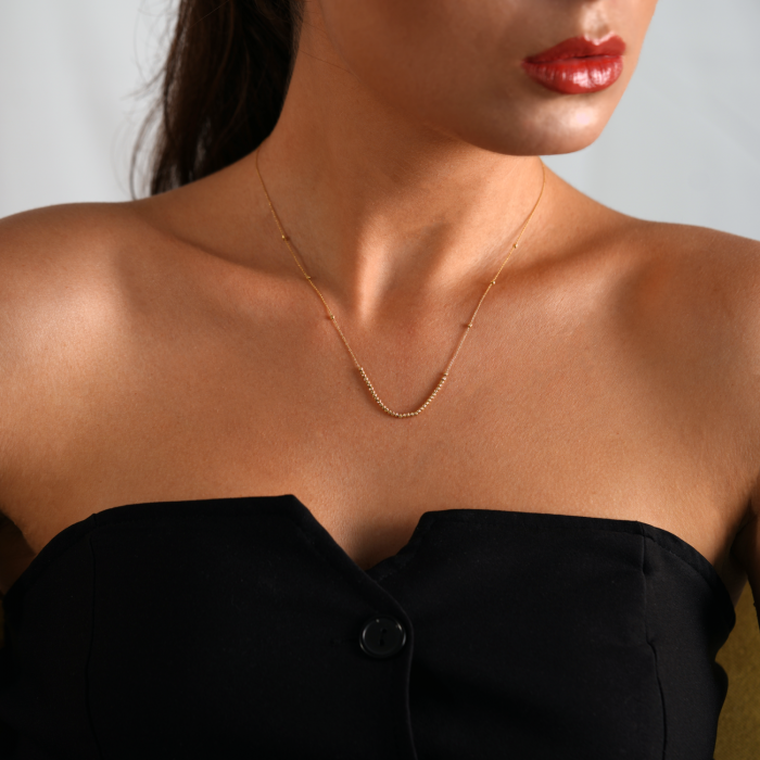 Halskette aus 18 Karat Gelbgold mit Diamantkugeln