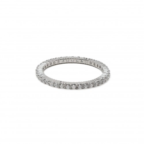 Inel Eternity din Argint 925 Placat cu Rodiu și Pietre Cubic Zirconia Transparente