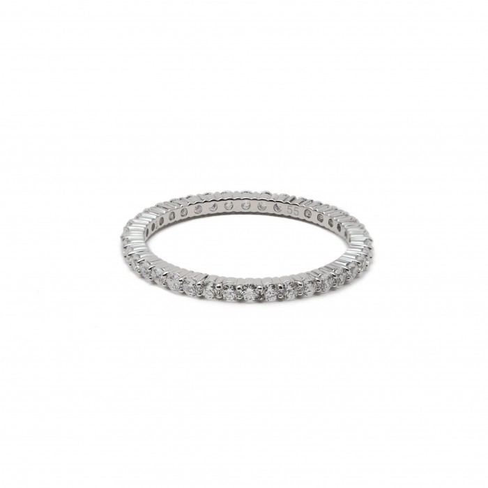 Inel Eternity din Argint 925 Placat cu Rodiu și Pietre Cubic Zirconia Transparente