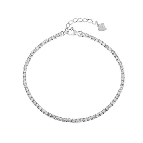 Tennisarmband aus 925er Sterlingsilber, vergoldet mit Rhodium und Zirkonia-Steinen, 2 mm  Sandra Ferretti