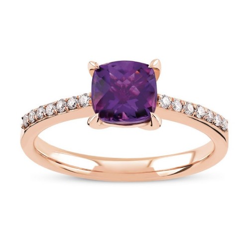 Torino- Ring 18K Rosegold mit 0,85 Karat Amethyst und 0,10 Karat Diamanten Sandra Ferretti