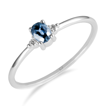 Orenburg- Ring 14K Weißgold mit 0,03 Karat Diamanten und 0,27 Karat Saphir Sandra Ferretti