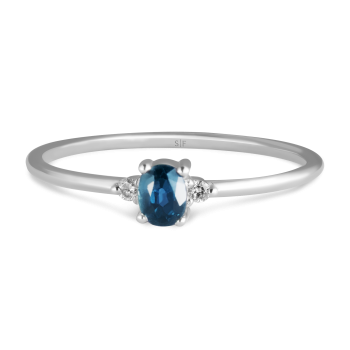 Orenburg- Ring 14K Weißgold mit 0,03 Karat Diamanten und 0,27 Karat Saphir Sandra Ferretti