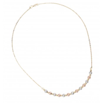 Colier din Aur Galben, Alb, Roz de 18K cu Bile Diamantate