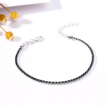 Bratara Tennis din Argint 925 placată cu Rodiu și Pietre Cubic Zirconia Negre, 1.5mm  Sandra Ferretti