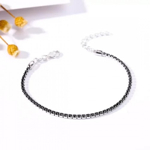 Bratara Tennis din Argint 925 placată cu Rodiu și Pietre Cubic Zirconia Negre, 1.5mm