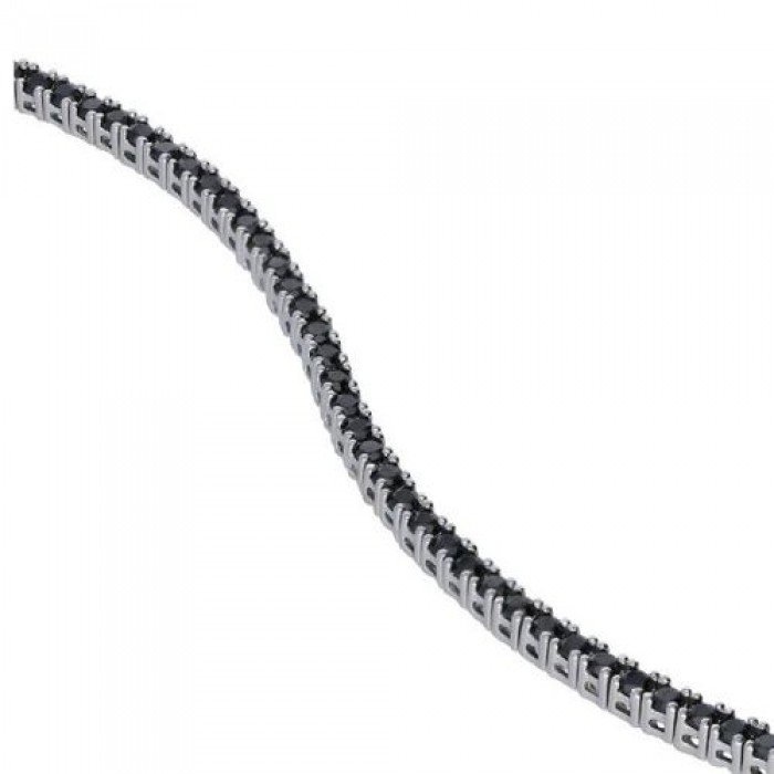 Bratara Tennis din Argint 925 placată cu Rodiu și Pietre Cubic Zirconia Negre, 2mm