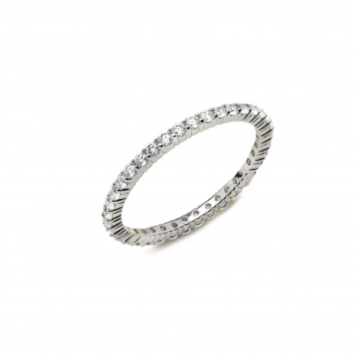 Inel Eternity din Argint 925 Placat cu Rodiu și Pietre Cubic Zirconia Transparente  Sandra Ferretti