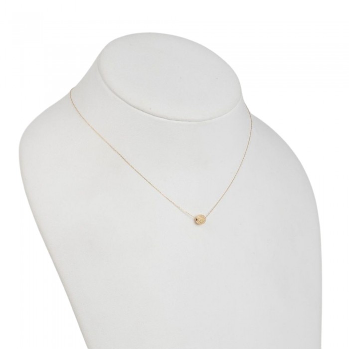 Halskette aus 18 Karat Gold mit glasiertem Kugelanhänger und Diamantkette