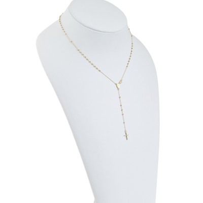 Rozariu 42 cm din Aur Galben de 14K cu Bile si Lant Diamantat