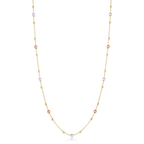 Halskette mit Kugeln aus 18 Karat Gelb-, Weiß- und Roségold Halskette mit Kugeln aus 18 Karat Gelb-, Weiß- und Roségold