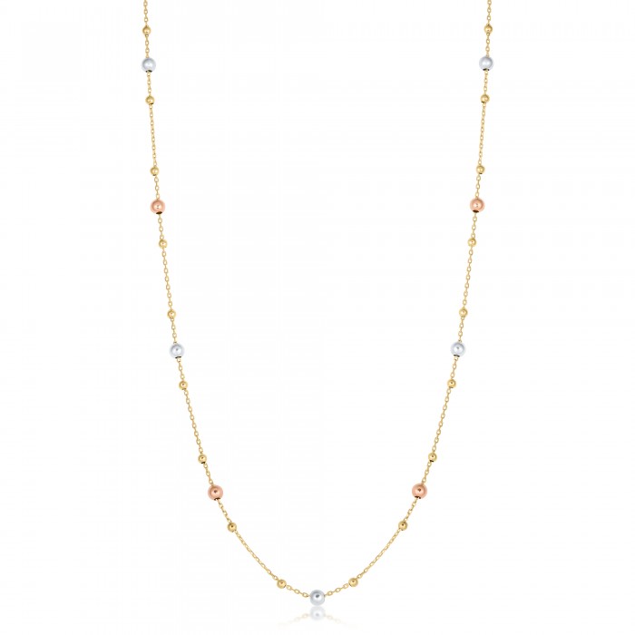 Halskette mit Kugeln aus 18 Karat Gelb-, Weiß- und Roségold Halskette mit Kugeln aus 18 Karat Gelb-, Weiß- und Roségold