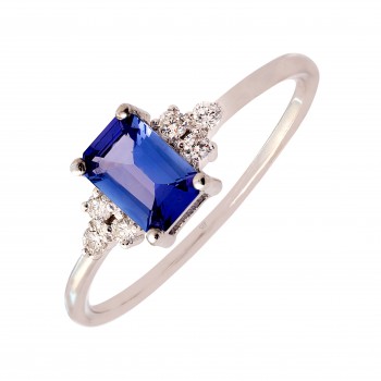 Dresden Ring 14K Weißgold mit Diamanten von 0,09 Karat und Tansanit von 0,58 Karat Sandra Ferretti