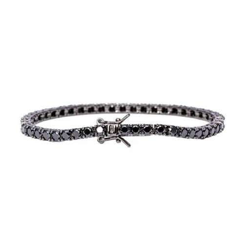 Bratara Tennis din Argint 925 All Black placată cu Rodiu și Pietre Cubic Zirconia, 2.5mm