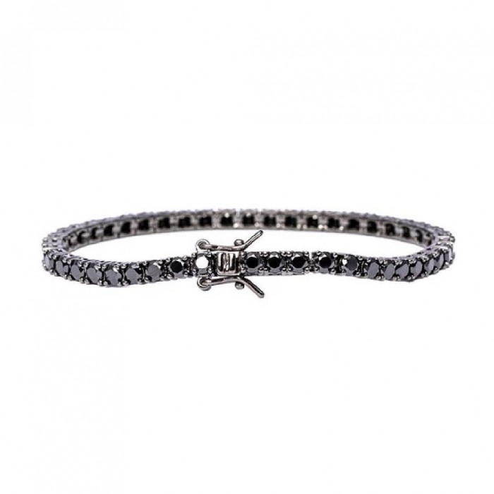 Bratara Tennis din Argint 925 All Black placată cu Rodiu și Pietre Cubic Zirconia, 2.5mm