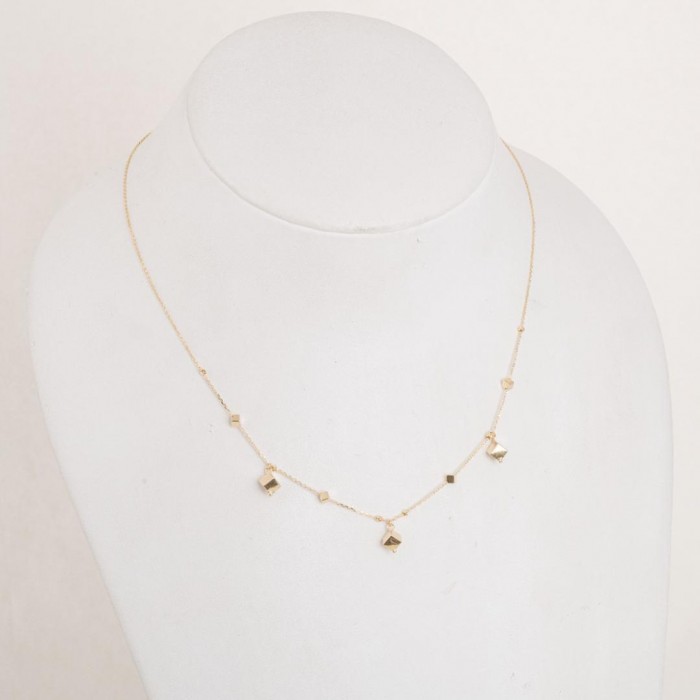 Halskette aus 18 Karat Gelbgold mit Diamantwürfeln und -kugeln