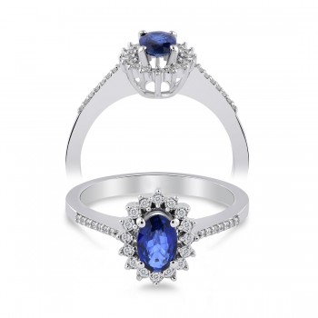Sheffield- Ring 14K Weißgold mit 0,07 Karat Diamanten und 0,47 Karat Saphir Sandra Ferretti
