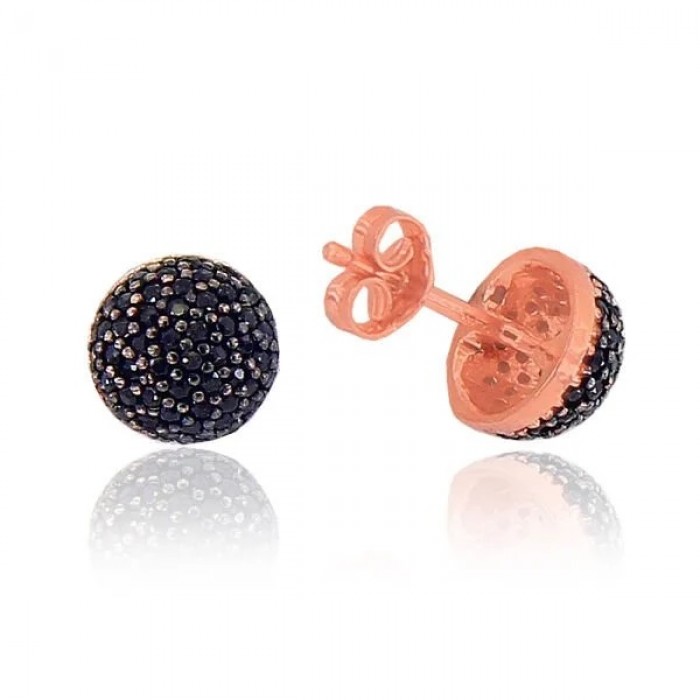 Cercei Eternity din Argint 925 Placati cu Rodiu Roz și  Pietre Cubic Zirconia Negre  Sandra Ferretti