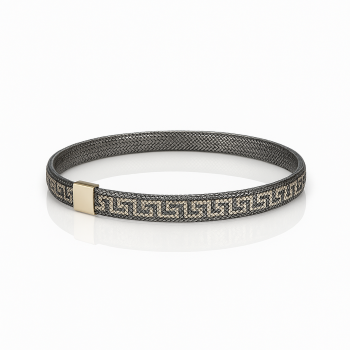 Bratara Versace Elastica  din Aur Galben si Negru 14 Kt