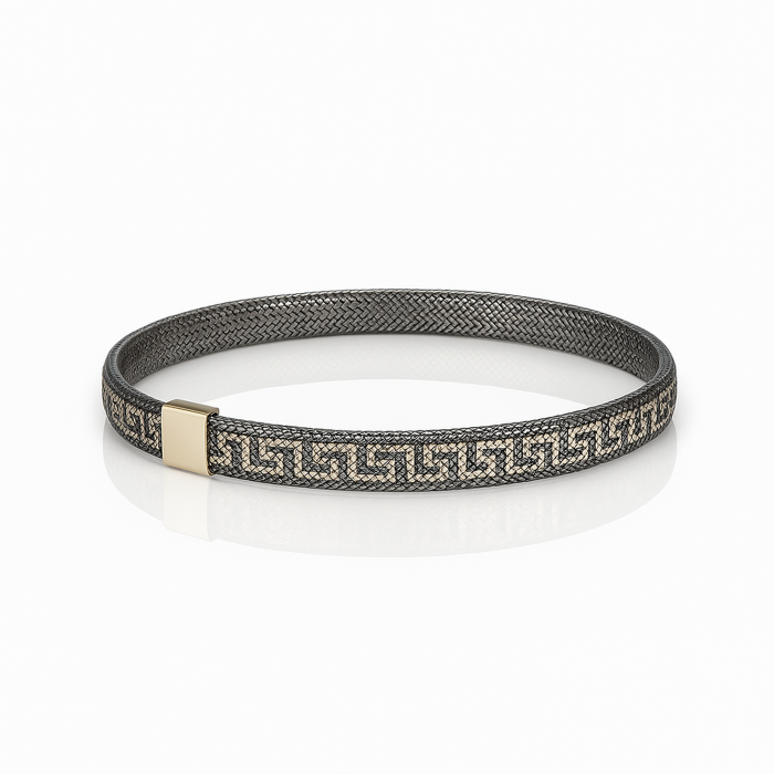 Bratara Versace Elastica  din Aur Galben si Negru 14 Kt