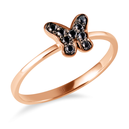 Moskauer Ring 14K Roségold mit 0,11 Karat schwarzen Diamanten Sandra Ferretti