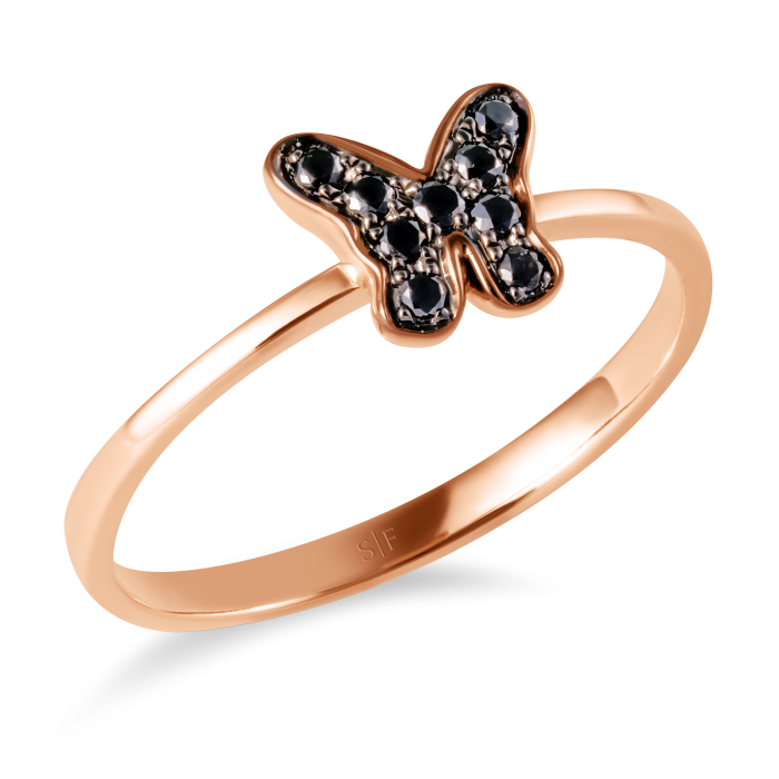 Moskauer Ring 14K Roségold mit 0,11 Karat schwarzen Diamanten Sandra Ferretti