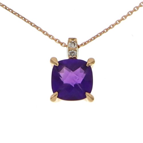 Torino-Halskette 18K Rosegold mit 0,85 Karat Amethyst und 0,02 Karat Diamanten Sandra Ferretti