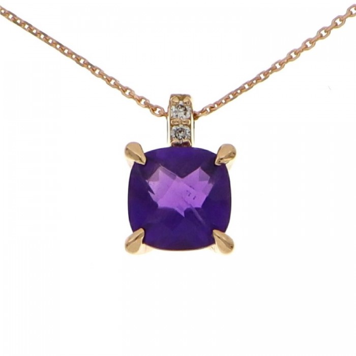 Torino-Halskette 18K Rosegold mit 0,85 Karat Amethyst und 0,02 Karat Diamanten Sandra Ferretti