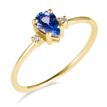 Bremen- Ring 14K Gelbesgold mit Diamanten von 0,03 Karat und Tansanit von 0,40 Karat Sandra Ferretti