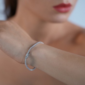 Tennis Armband aus 18 Karat Weißgold mit 3,0 Karat natürlichen Diamanten Sandra Ferretti