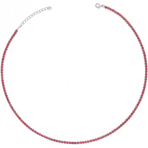 Bratara Tennis din Argint 925 placată cu Rodiu și Pietre Cubic Zirconia Rosii, 1.5mm  Sandra Ferretti