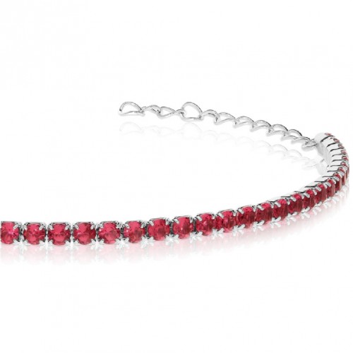Bratara Tennis din Argint 925 placată cu Rodiu și Pietre Cubic Zirconia Rosii, 1.5mm