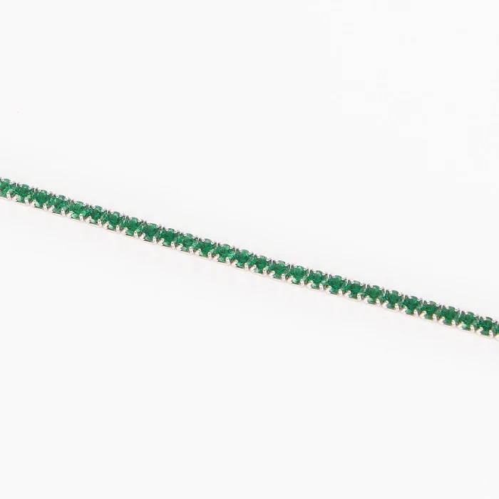 Bratara Tennis din Argint 925 placată cu Rodiu și Pietre Cubic Zirconia Verzi, 1.5mm
