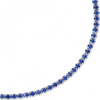 Bratara Tennis din Argint 925 placată cu Rodiu și Pietre Cubic Zirconia Albastru Safir, 1.5mm  Sandra Ferretti