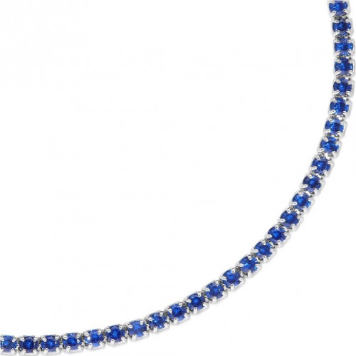 Bratara Tennis din Argint 925 placată cu Rodiu și Pietre Cubic Zirconia Albastru Safir, 1.5mm