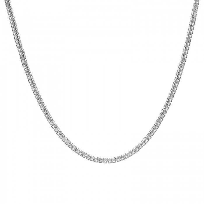 Set bijuterii Tennis din Argint 925 placate cu Rodiu și Pietre Cubic Zirconia, 2mm, Bratara + Colier