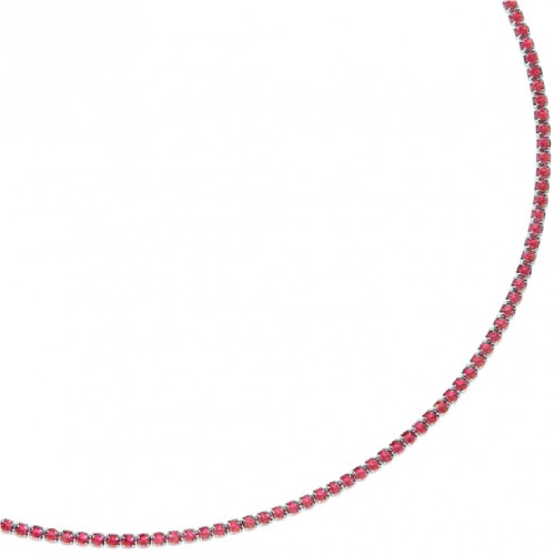 Bratara Tennis din Argint 925 placată cu Rodiu și Pietre Cubic Zirconia Rosii, 1.5mm