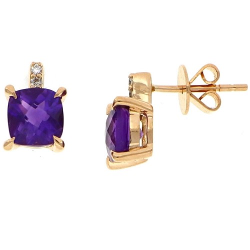 Torino- Ohrringe 18K Roségold mit 1,71 Karat Amethyst und 0,03 Karat Diamanten Sandra Ferretti