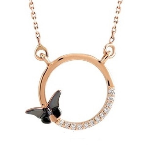 Calabria-Halskette 14K Roségold mit 0,03 Karat Diamanten Sandra Ferretti