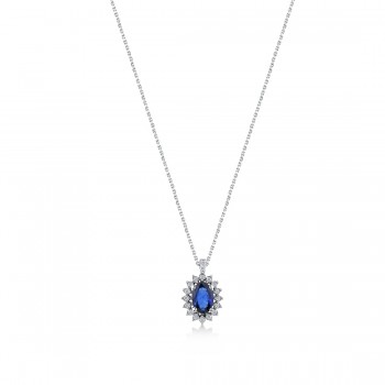 Sheffield-Halskette 14K Weißgold mit Diamanten von 0,04 Karat und Saphiren von 0,47 Karat Sandra Ferretti
