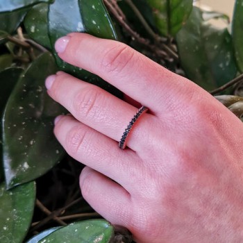 Inel Eternity din Argint 925 Placat cu Rodiu Roz și Pietre Cubic Zirconia Negre  Sandra Ferretti