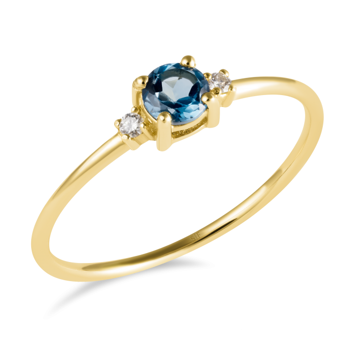 Lisabona- Ring 14K Gelbesgold mit Diamanten von 0,03 Karat und Topas von 0,22 Karat Sandra Ferretti
