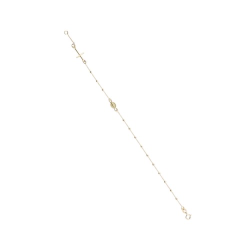 Bratara Rozariu din Aur Galben de 14K cu Lant Diamantat si Bile 