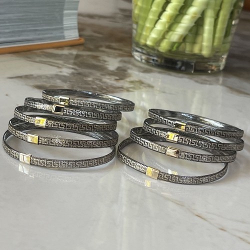 Bratara Versace Elastica  din Aur Galben si Negru 14 Kt