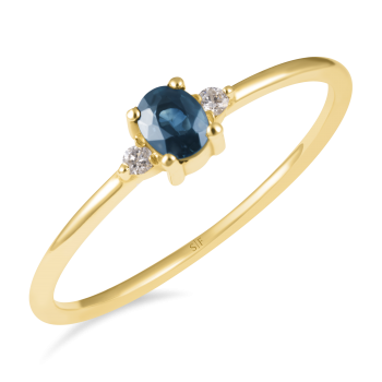Essen Ring 14K Gelbgold mit Diamanten von 0,03 Karat und Saphiren von 0,23 Karat Sandra Ferretti