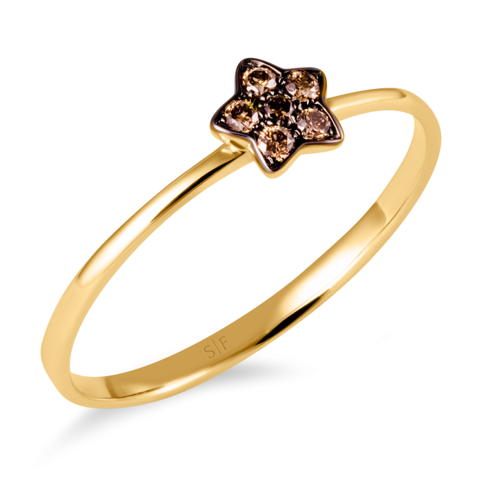Ufa- Ring 14K Gelbgold mit 0,07 Karat Diamanten Sandra Ferretti
